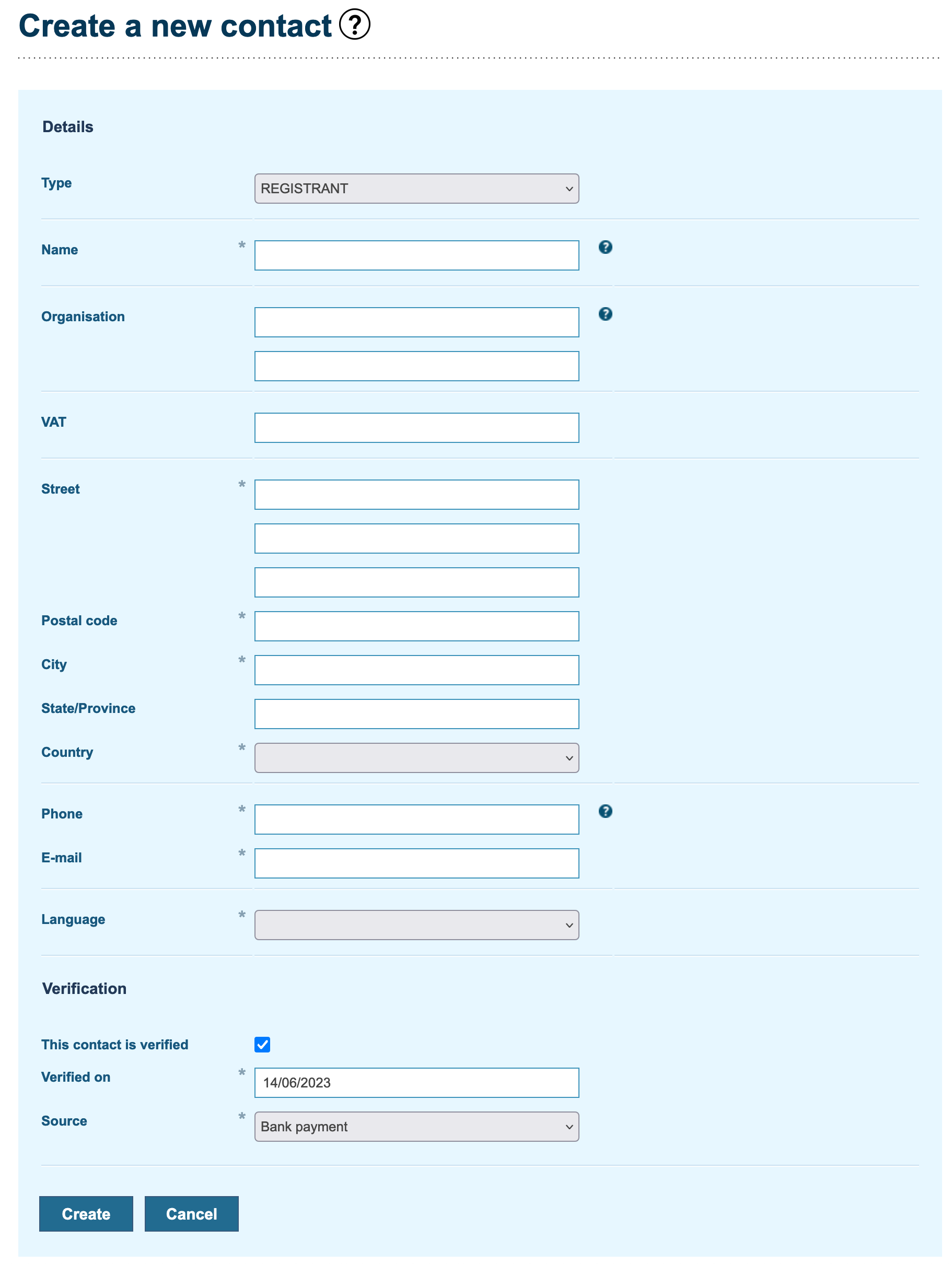 Domain view in My registrations